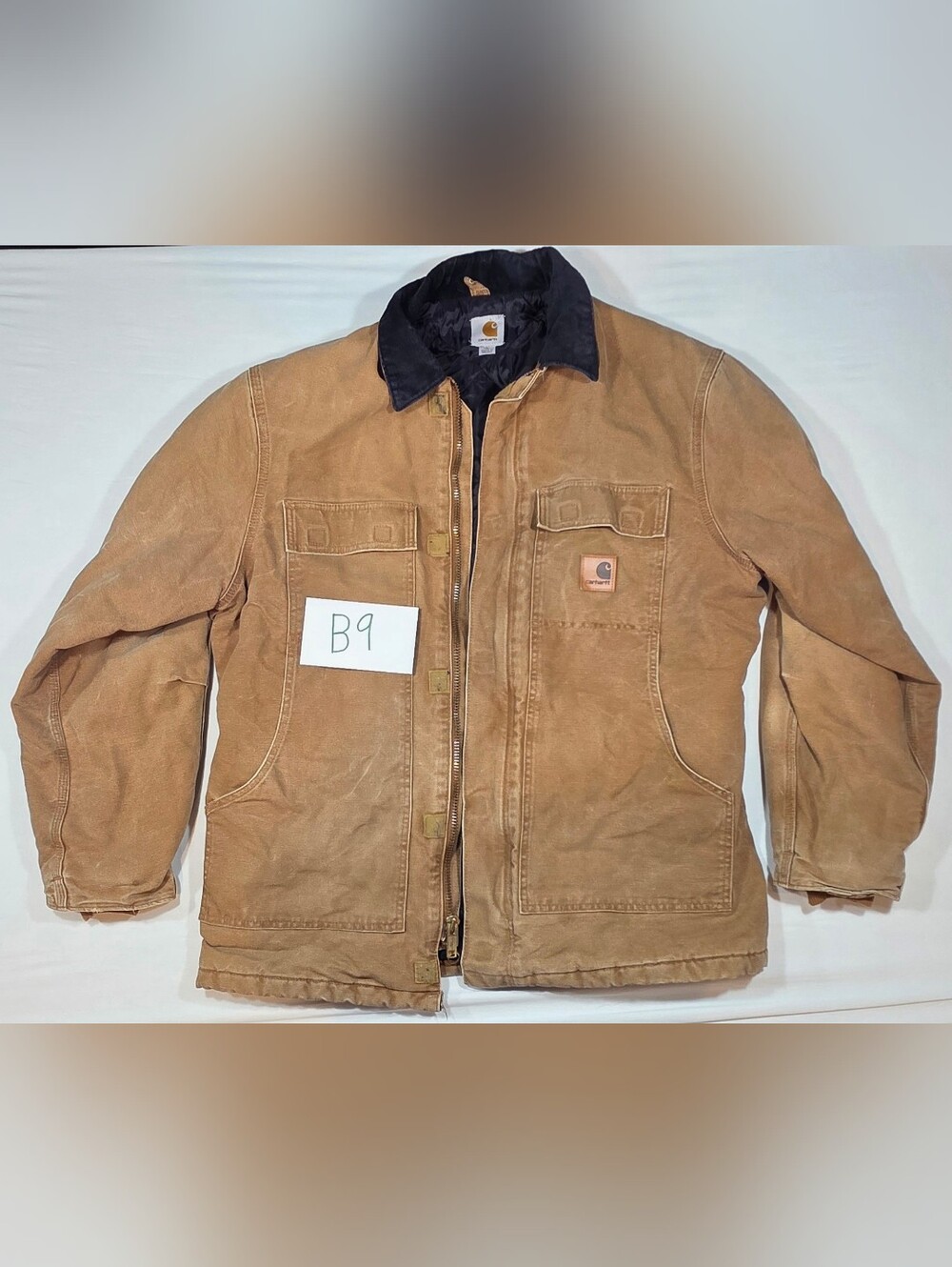 VINTAGE Carhartt Brown Workwear Duck Jacket with Black Corduroy Collar